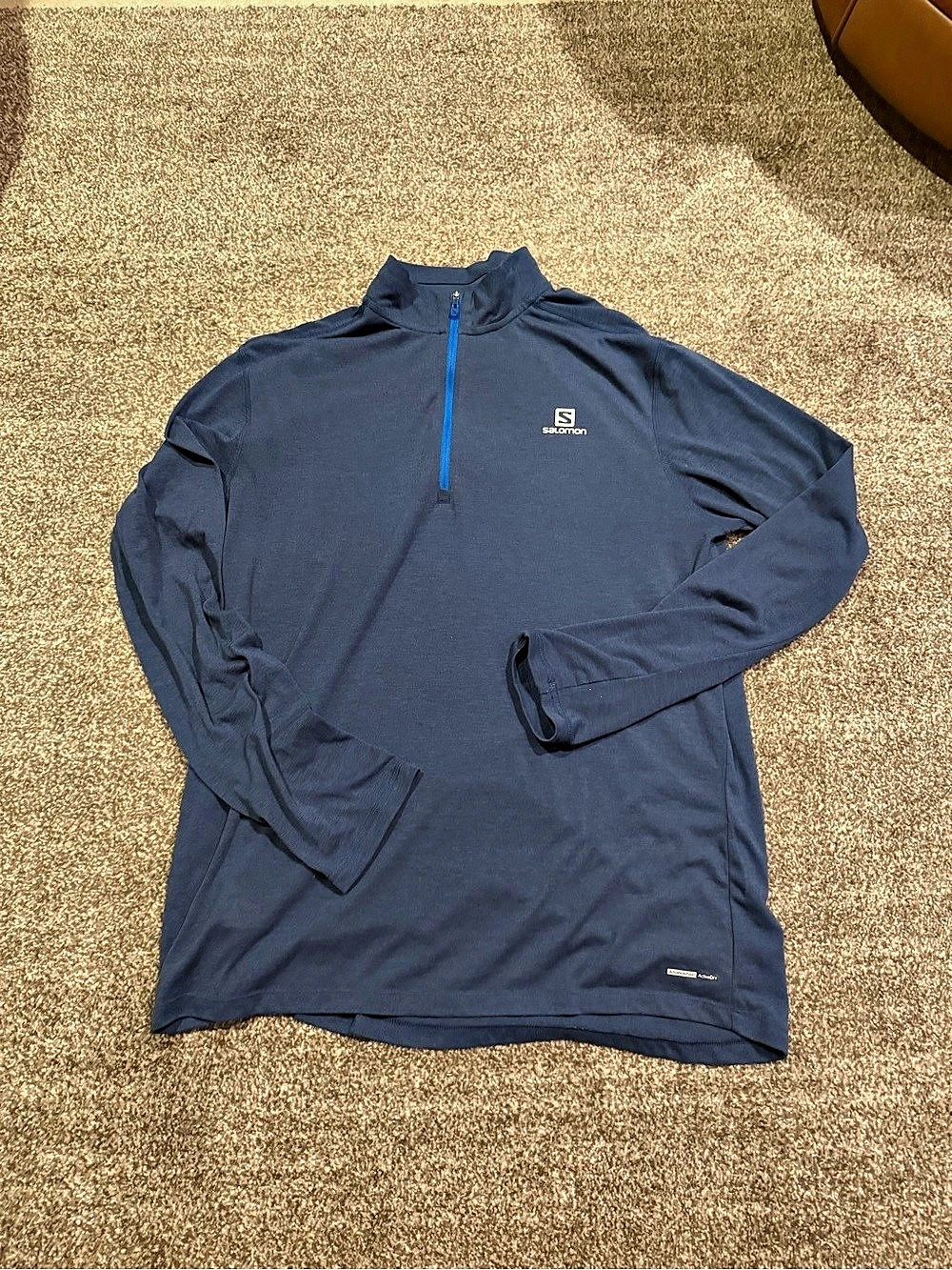 Salomon Essential XWarm Midlayer / Agile Half Zip Men's Blue Quarter-Zip Size XL